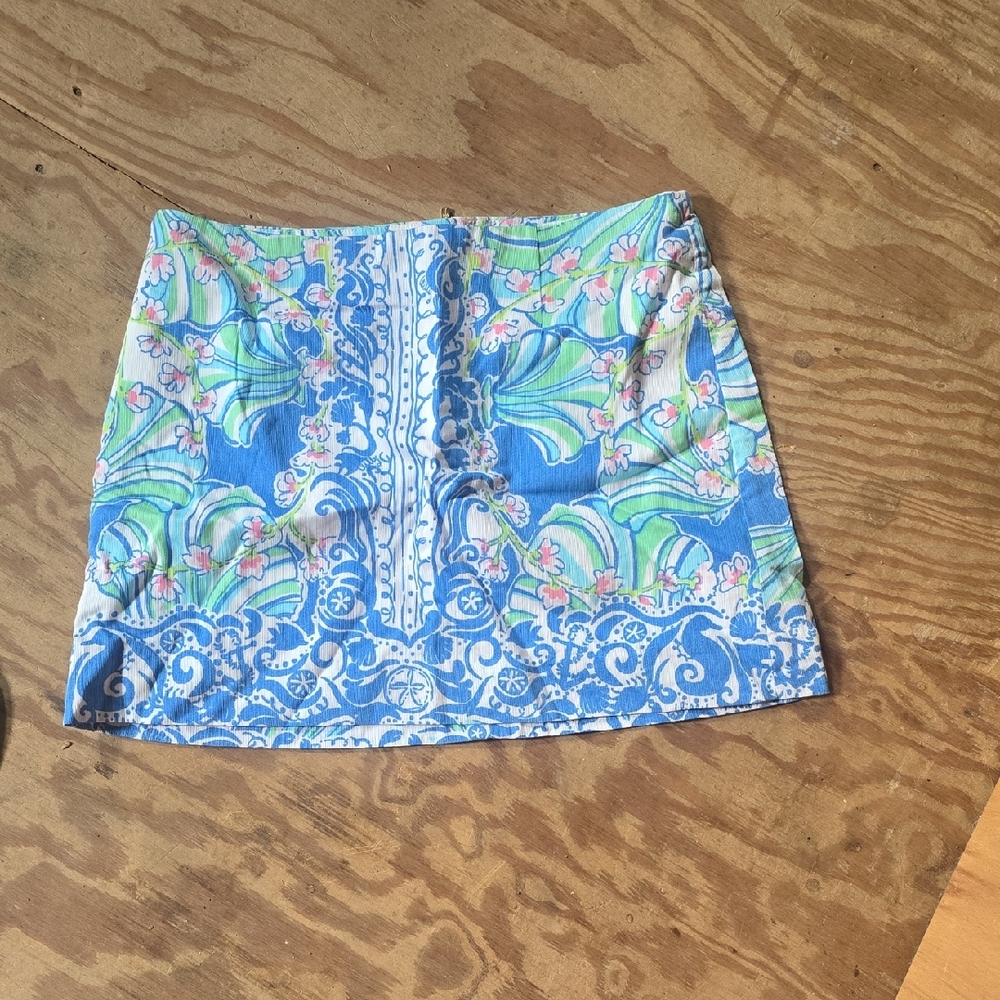Lilly Pulitzer Blue and Green Floral Mini Skirt